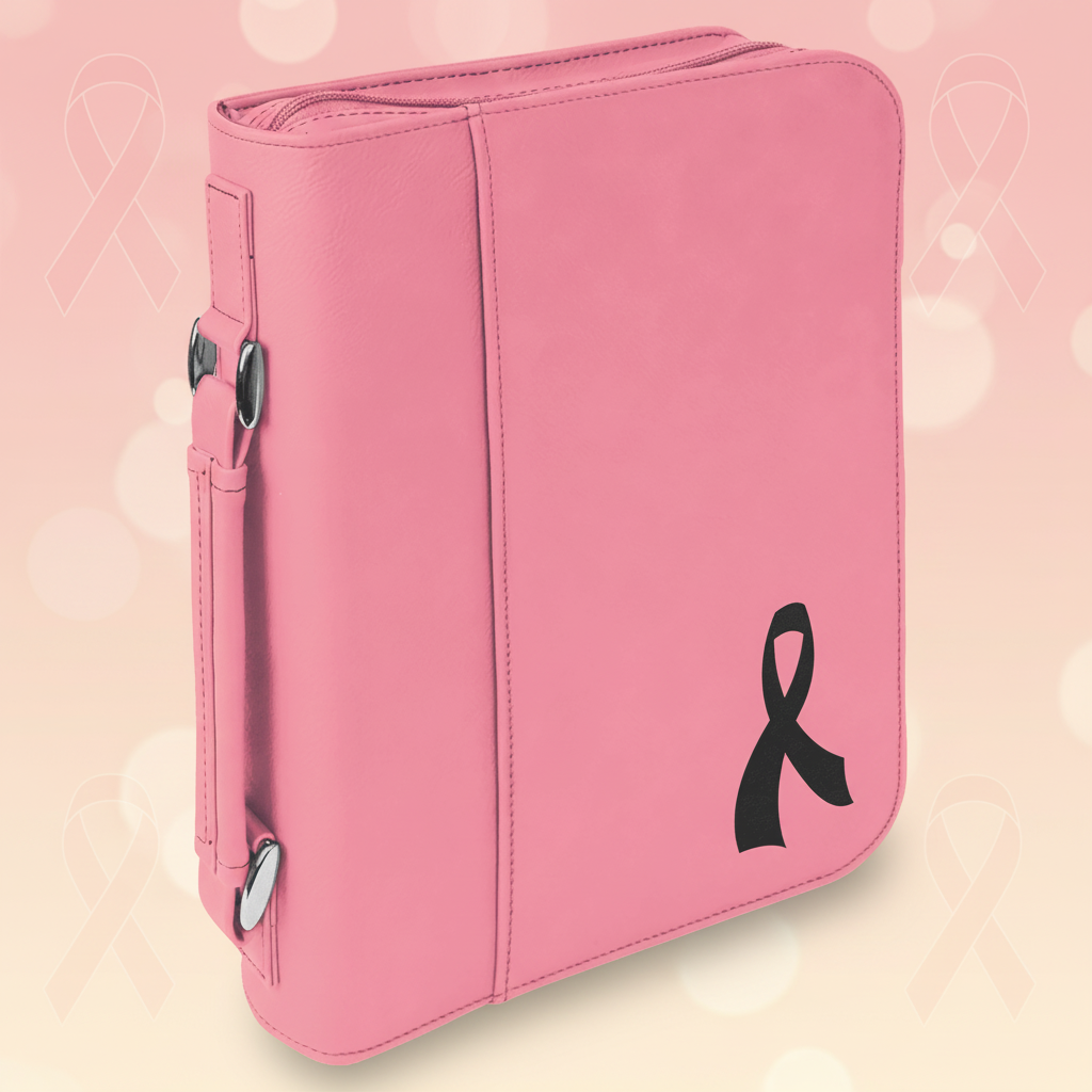 Pink 7 1/2" x 10 3/4" Leatherette Book/Bible Cover with Handle & Zipper