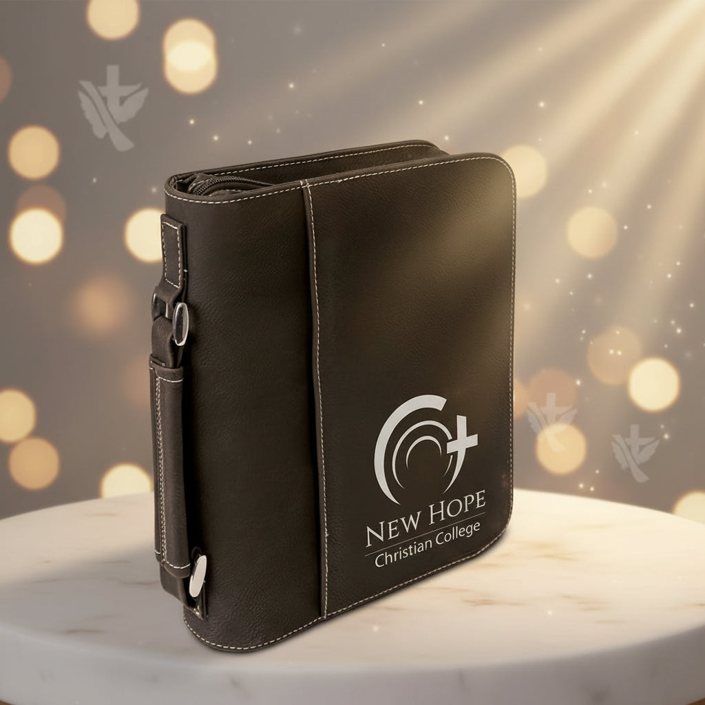 Black/Silver 7 1/2" x 10 3/4" Leatherette Book/Bible Cover with Handle & Zipper
