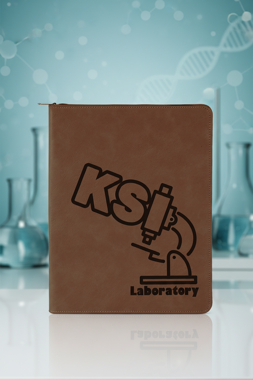 Dark Brown 9 1/2" x 12" with Zipper Laserable Leatherette Portfolio with Notepad