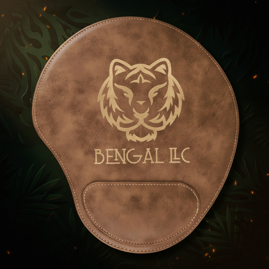 Rustic/Gold 9" x 10 1/4" Laserable Leatherette Mouse Pad