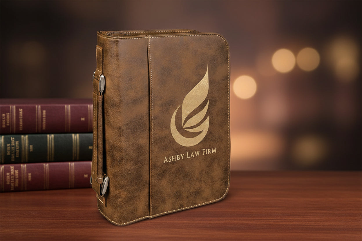 Rustic/Gold 7 1/2" x 10 3/4" Leatherette Book/Bible Cover with Handle & Zipper