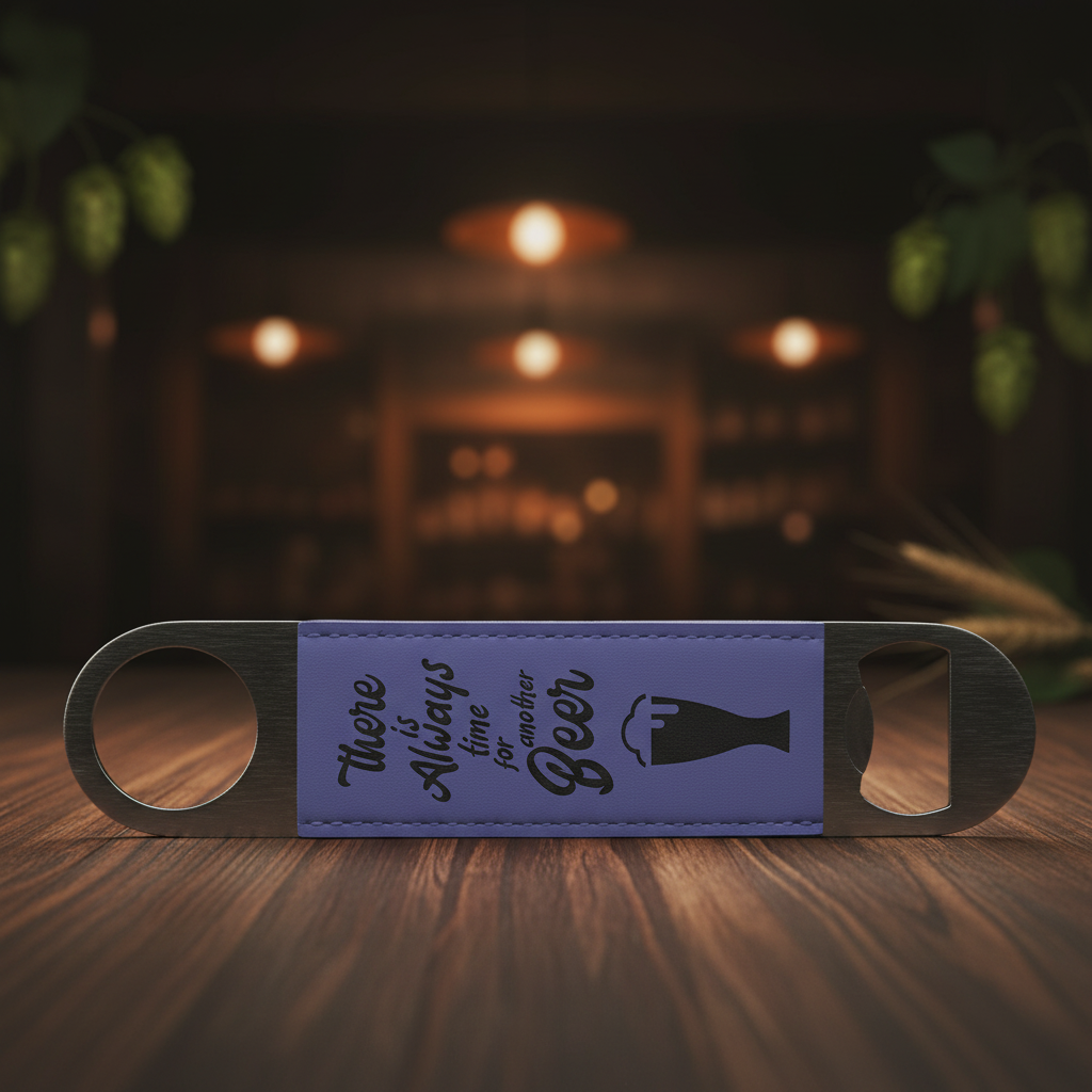 Purple 1 1/2" x 7" Laserable Leatherette Bottle Opener