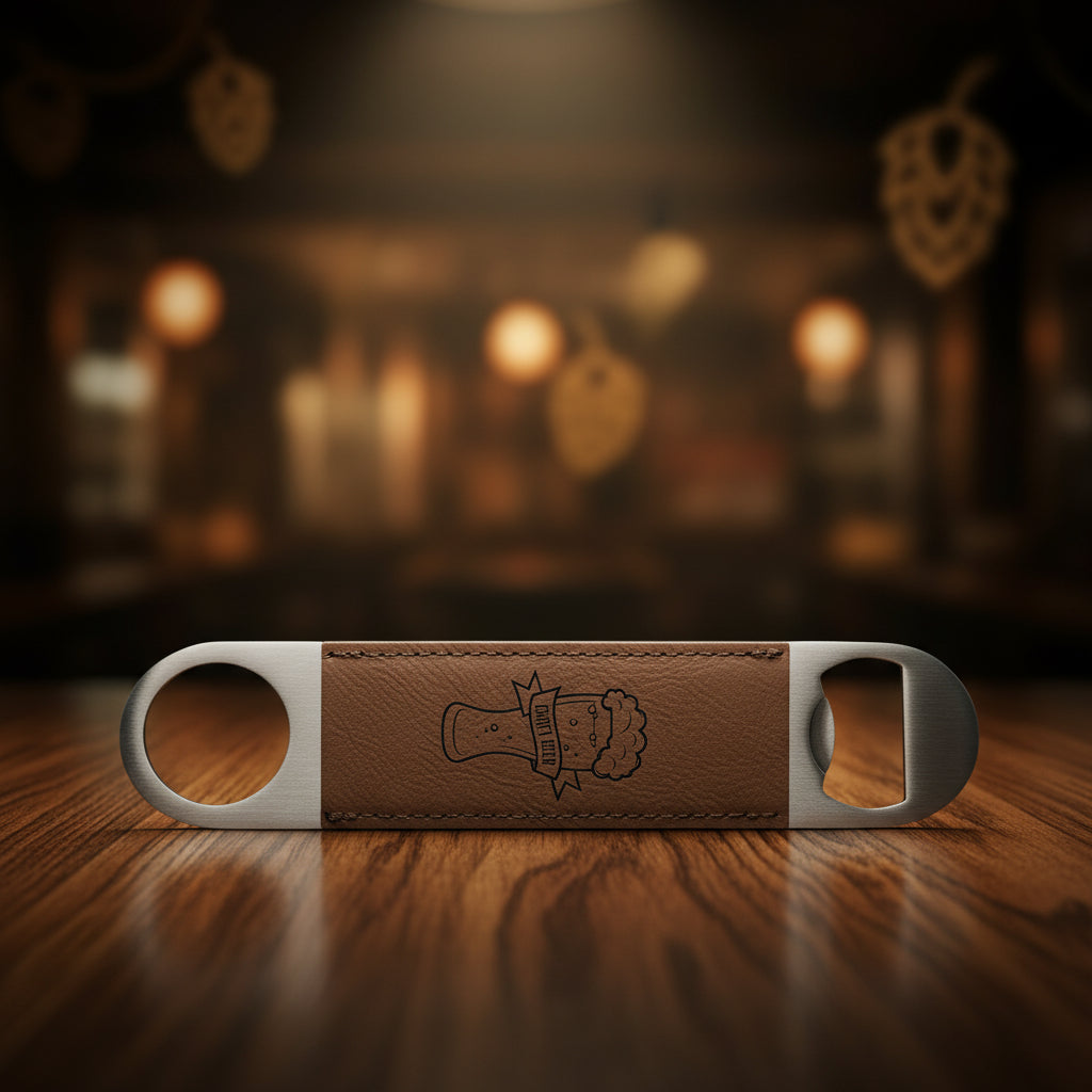 Dark Brown 1 1/2" x 7" Laserable Leatherette Bottle Opener