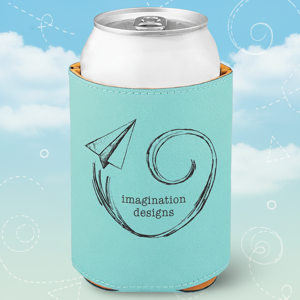 Teal 3 3/4" Laserable Leatherette Beverage Holder