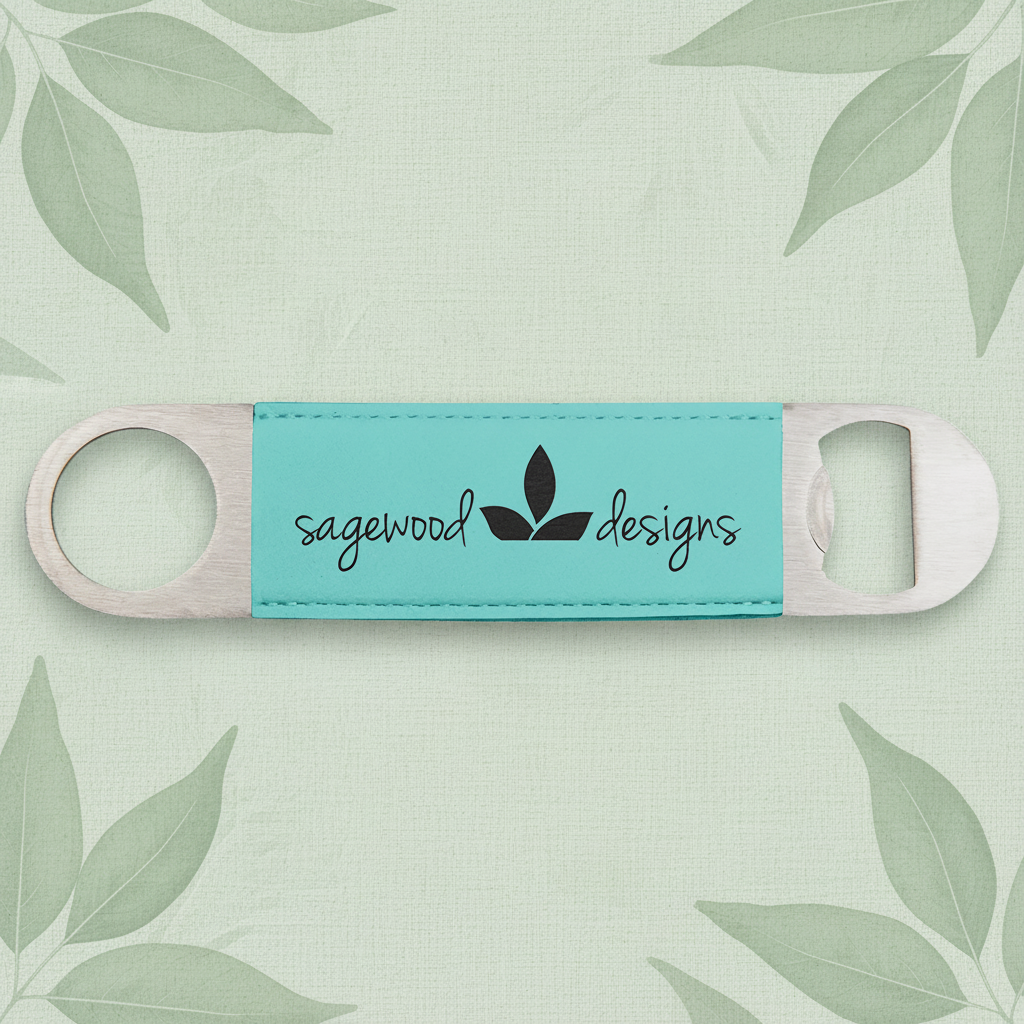 Teal 1 1/2" x 7" Laserable Leatherette Bottle Opener