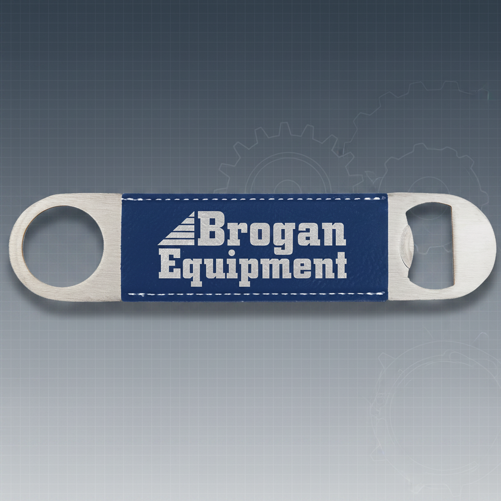 Blue/Silver 1 1/2" x 7" Laserable Leatherette Bottle Opener