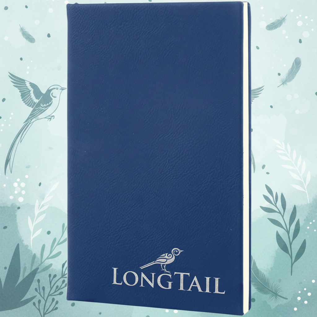 Blue/Silver 5 1/4" x 8 1/4" Laserable Leatherette Journal with Lined Notepad