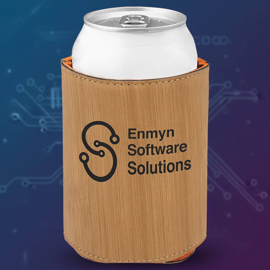 Bamboo 3 3/4" Laserable Leatherette Beverage Holder