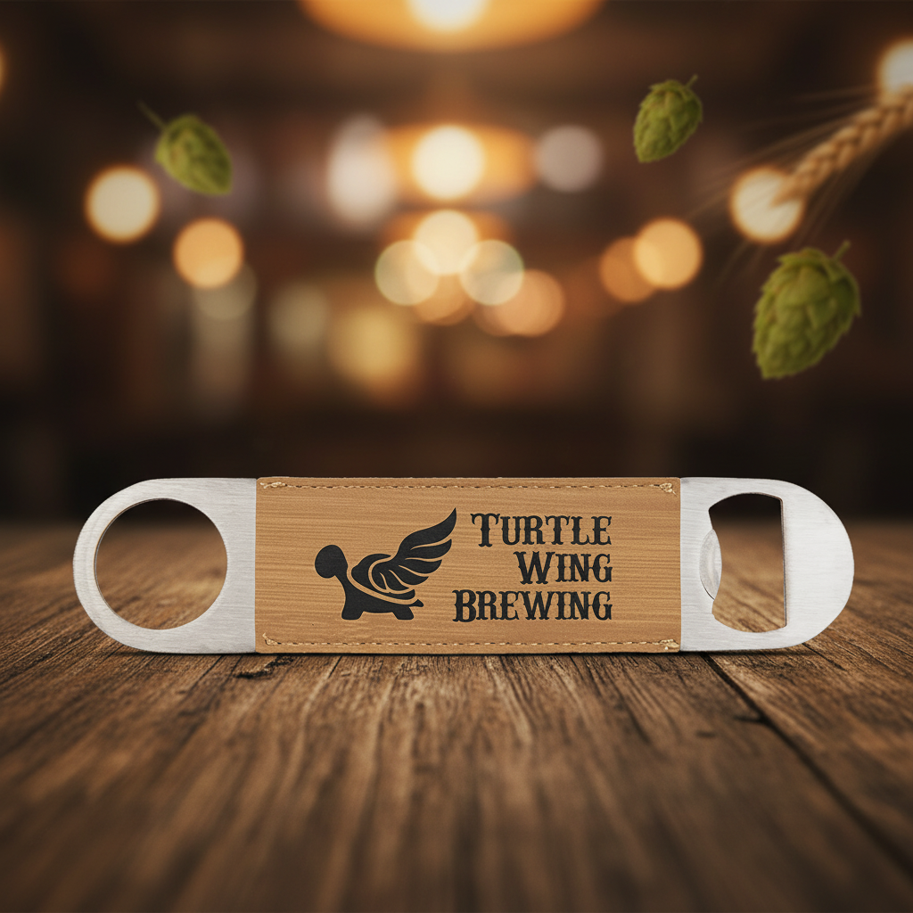 Bamboo 1 1/2" x 7" Laserable Leatherette Bottle Opener