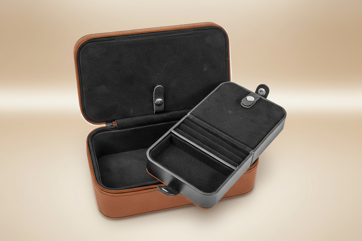 Personalized Leatherette Jewelry Box 7.5" x 4.5" - Laser Engravable Travel Case