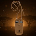 Brown leather crossbody bag with a strap on a transparent background