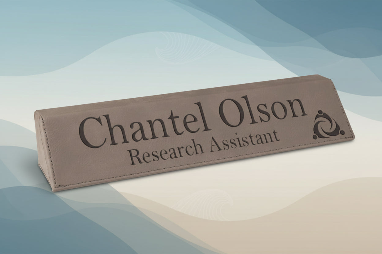 Gray 10 1/2" Laserable Leatherette Desk Wedge