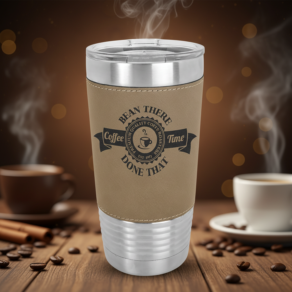 Personalized 20oz Leatherette Tumbler - Custom Engraved Insulated Cup