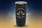 Black tumbler with 'Bright Star Academy' logo on a clear background