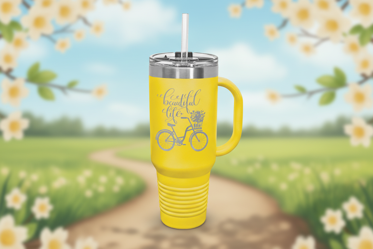 Polar Camel 40 oz. Travel Mug with Snap Lid & Straw