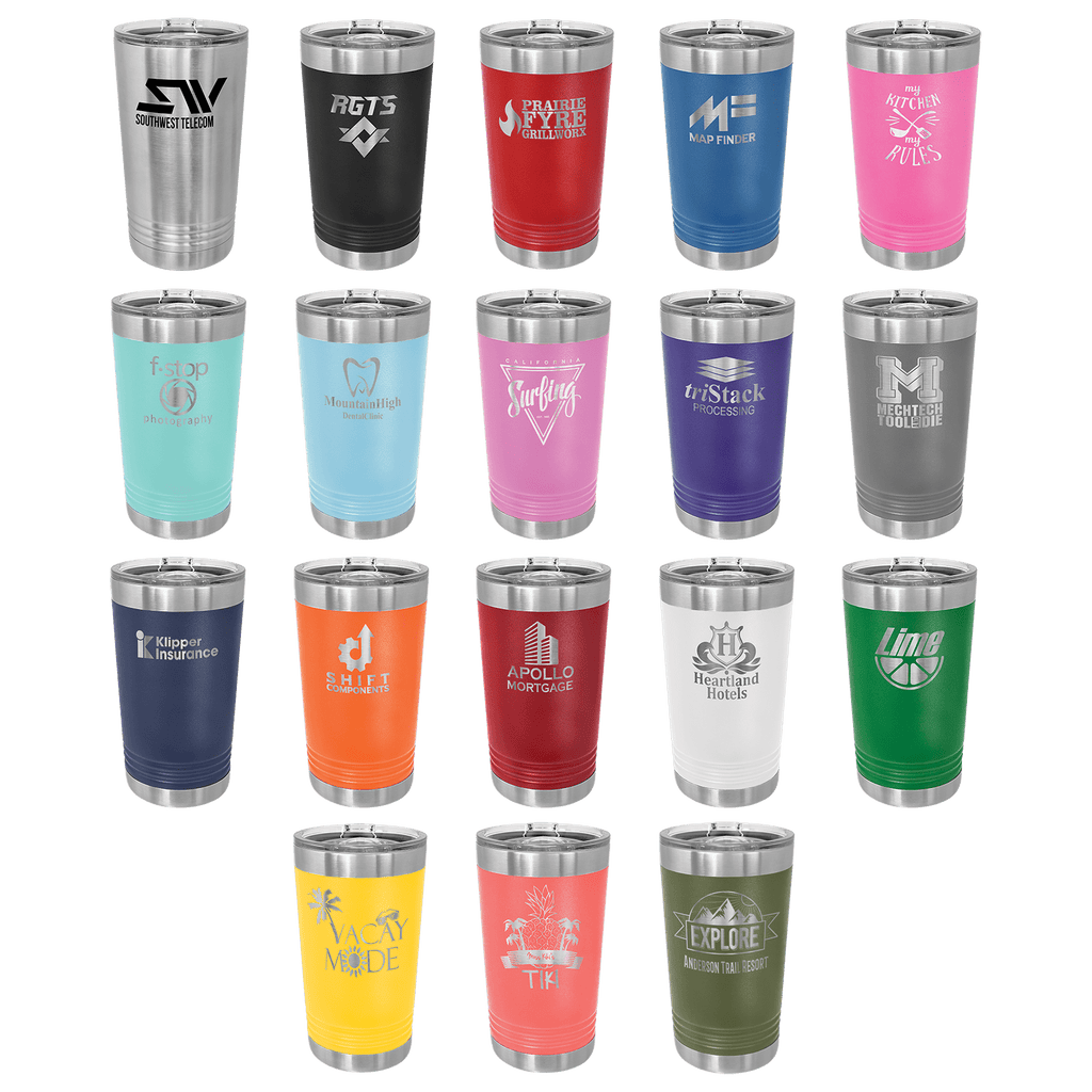 Custom Engraved 16oz Stainless Steel Pint Glass with Slider Lid
