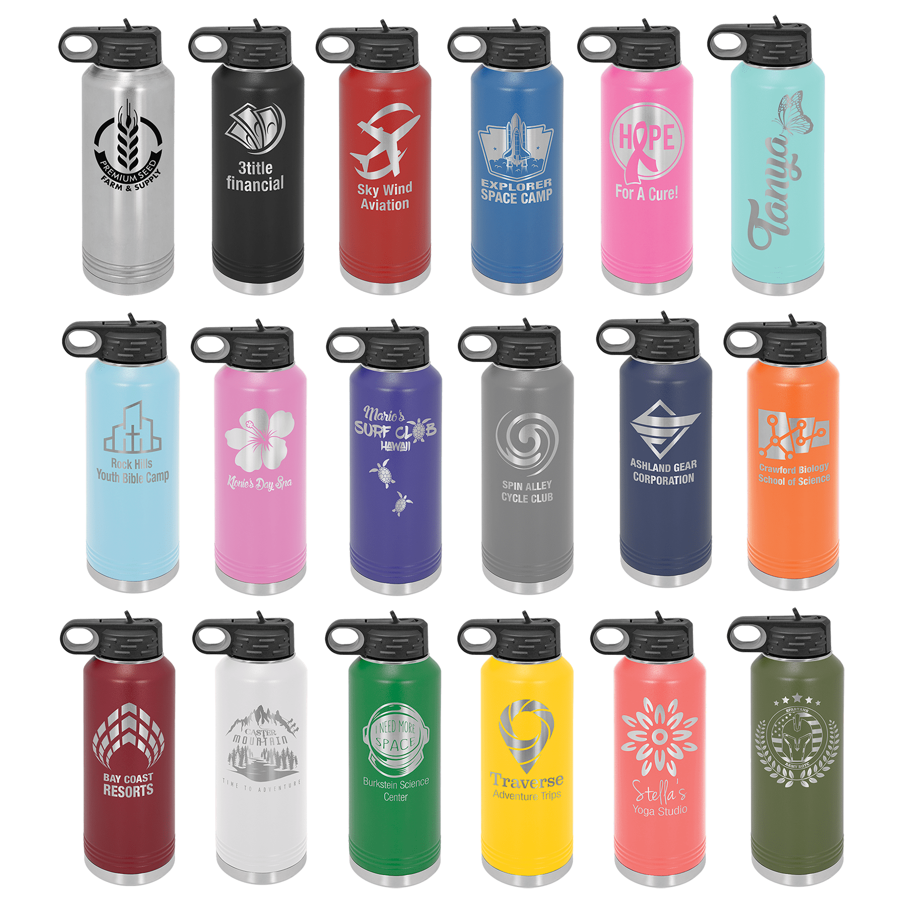 Polar Camel Water Bottle with Flip Top & Straw - 32 oz & 40 oz