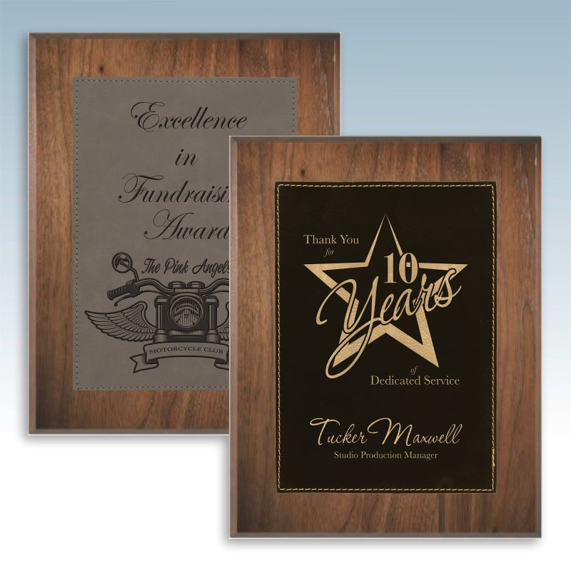 Leatherette Plate with Solid Walnut Plaques