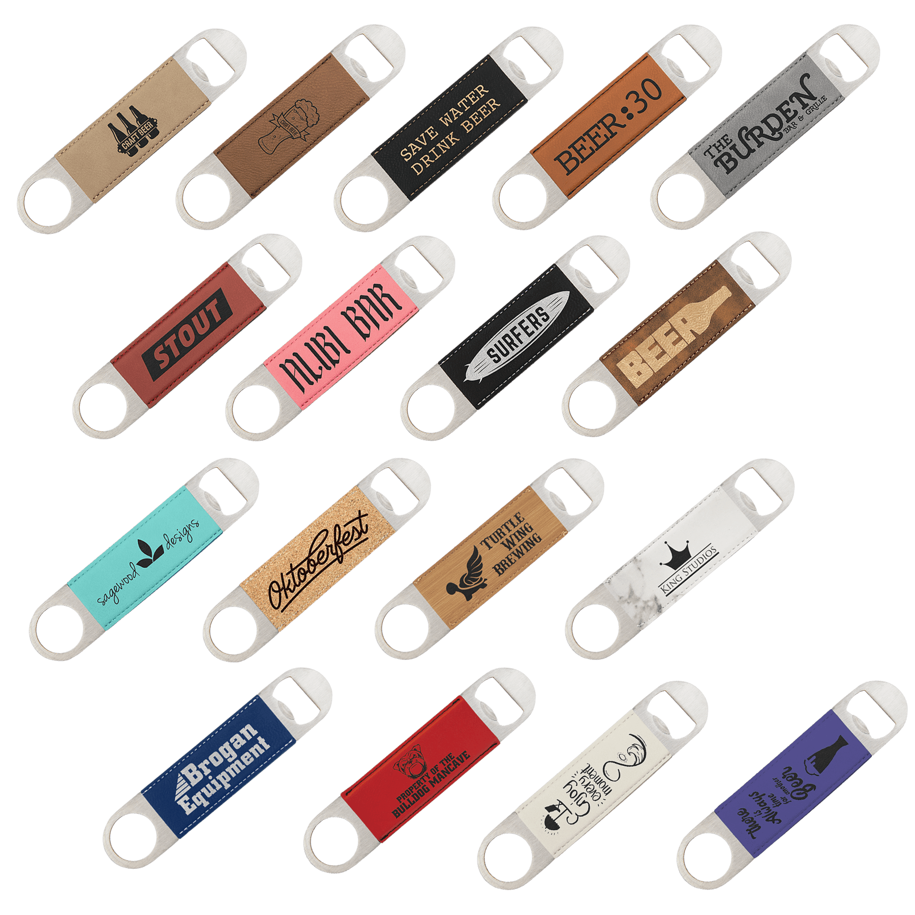 Personalized Leatherette Bottle Opener 7" - Custom Engraved Portable Bar Tool
