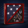 Rosewood Piano Finish Flag & Memorabilia Display Case