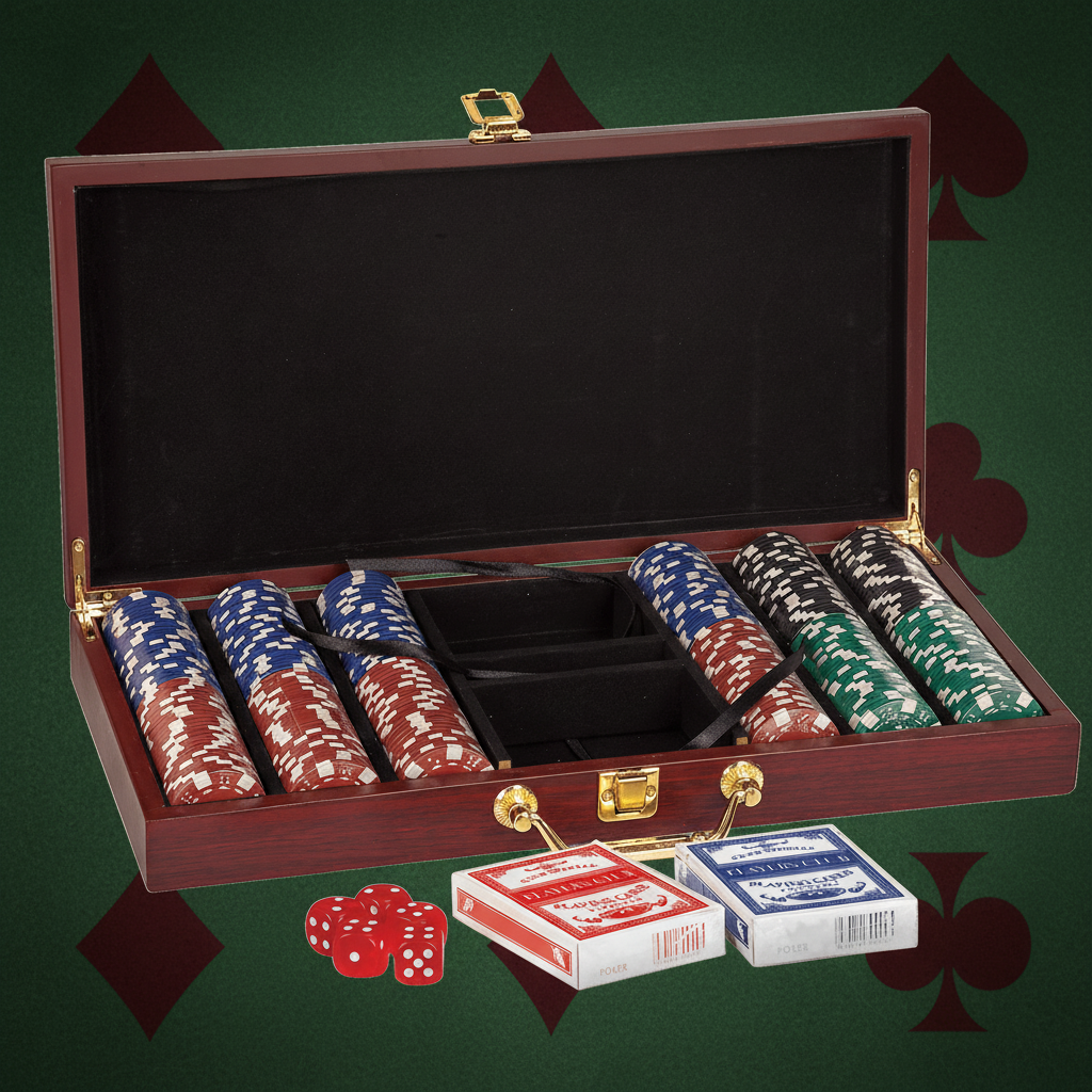 Rosewood Finish 300 Chip Poker Set