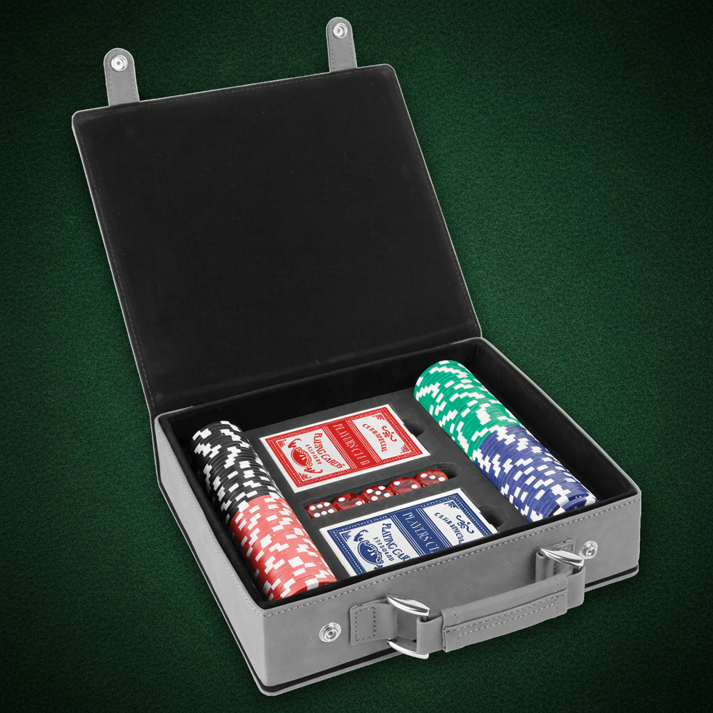 Gray/Black Laserable Leatherette 100 Chip Poker Set