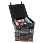 Personalized Leatherette Poker Set - 100 Chips with Custom Engraving