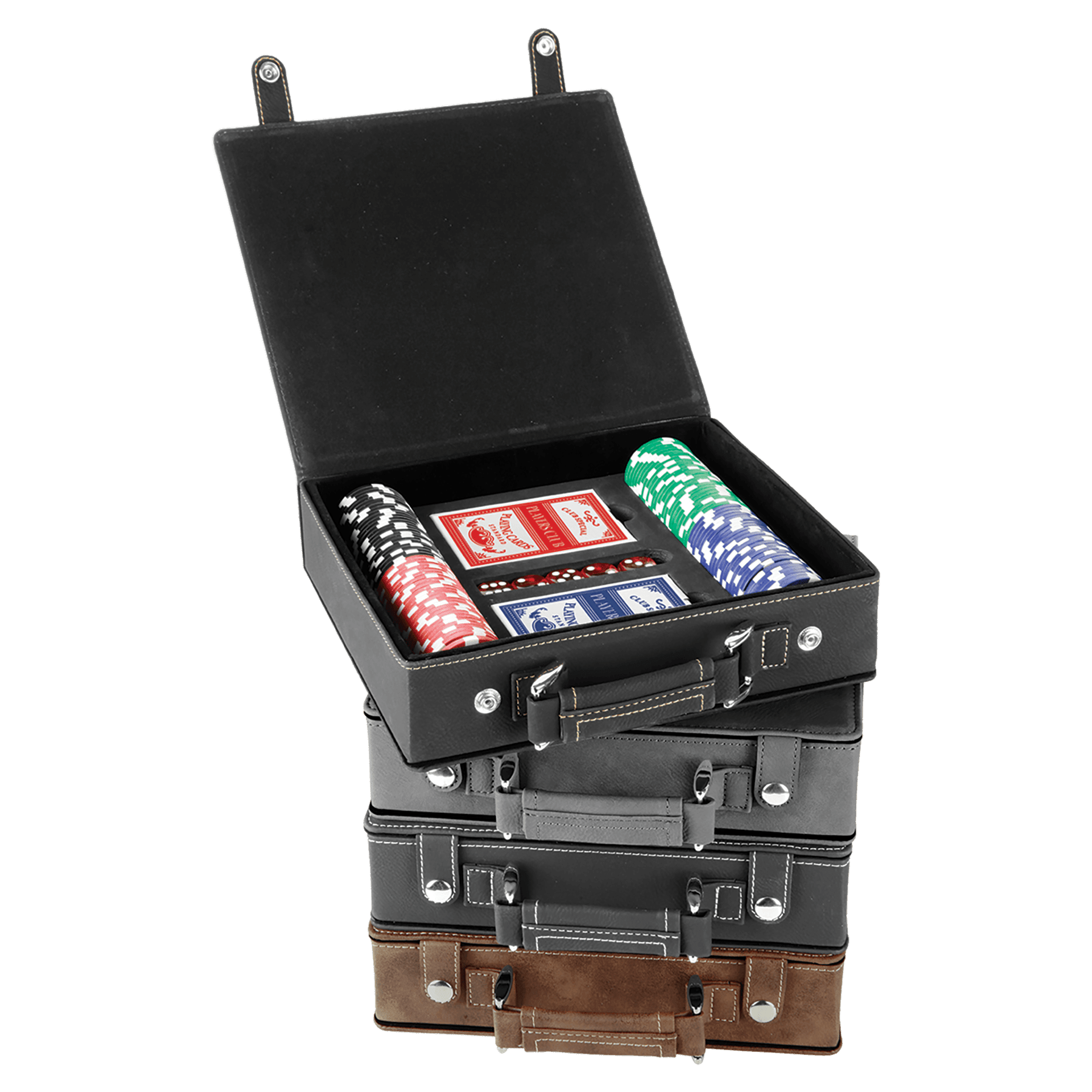 Personalized Leatherette Poker Set - 100 Chips with Custom Engraving