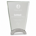 7 1/2" Fan Platinum Glass with Arch Metal Base