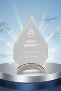 7 1/2" Diamond Platinum Glass with Arch Metal Base