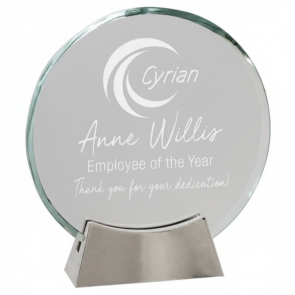 6 1/4" Round Platinum Glass with Full Metal Base