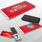 Red 8000MAH Power Bank & Wireless Anodized Aluminum Charger with Power Cord