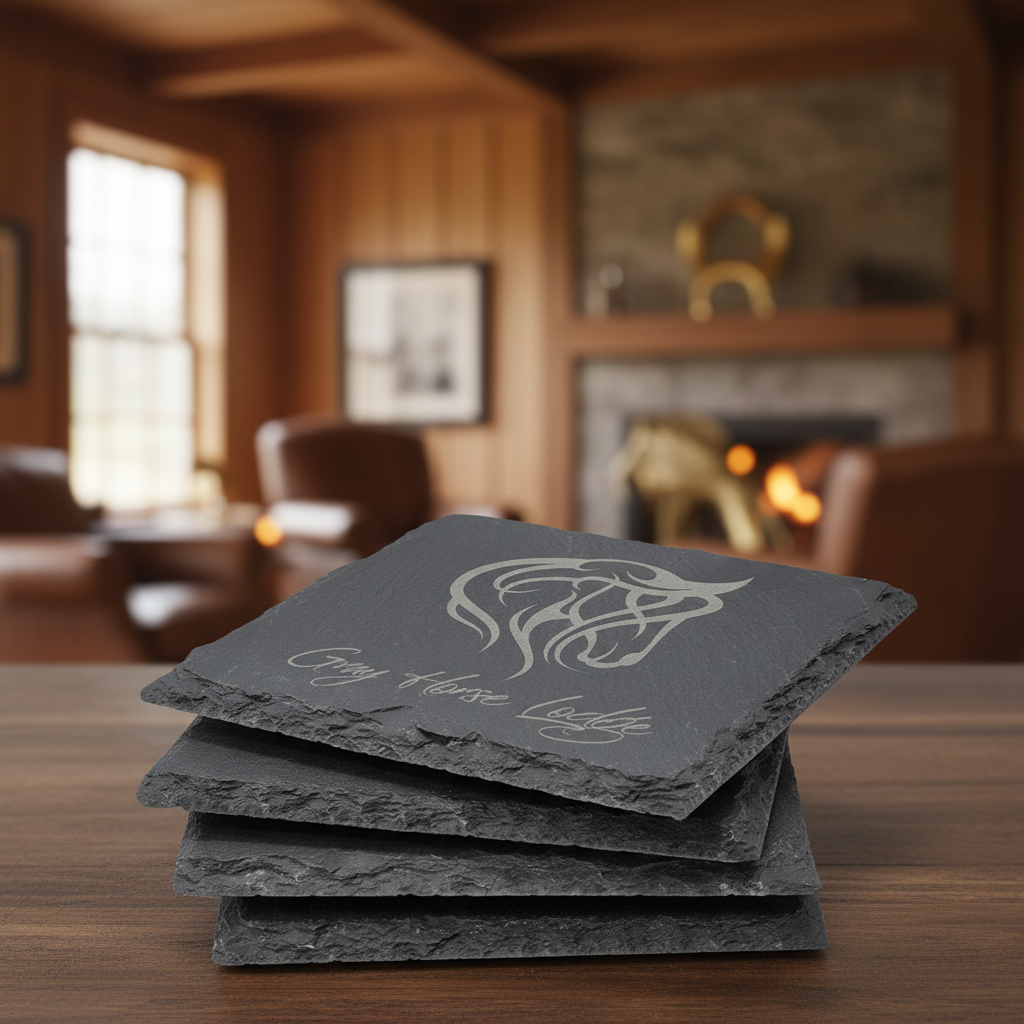 4" x 4" Square Slate Coaster Set-6 Piece