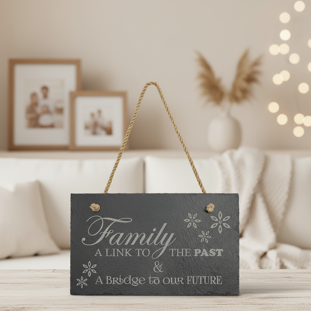11 3/4" x 7" Rectangle Slate Decor with Hanger String