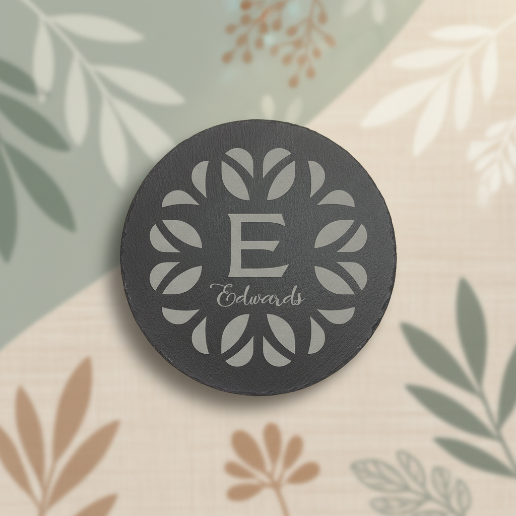 11 3/4" Round Slate Decor with Foam Pads