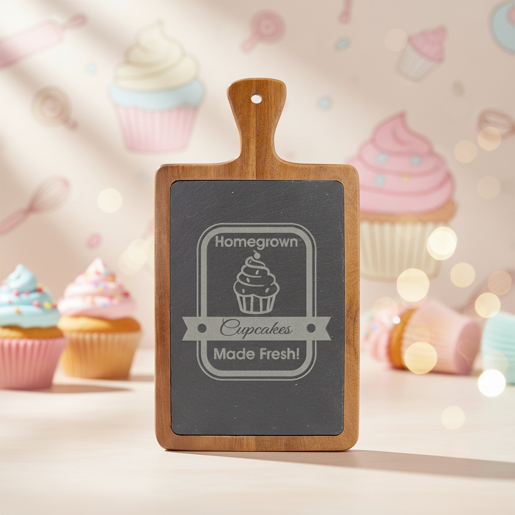13 1/4" x 7" Acacia Wood/Slate Cutting Board
