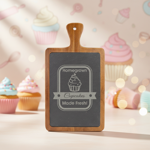 13 1/4" x 7" Acacia Wood/Slate Cutting Board