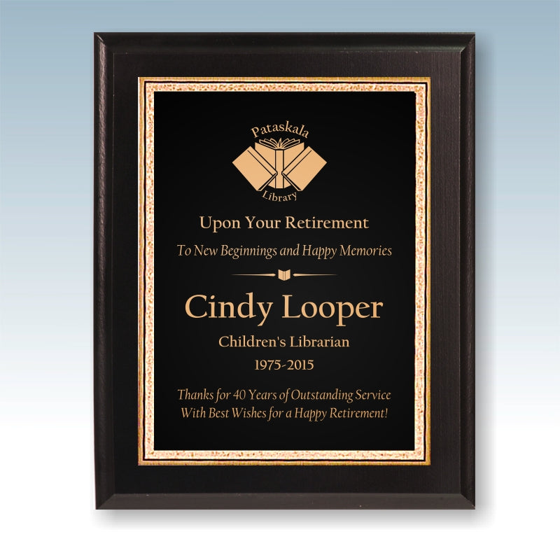 Black Finish Plaque with Black/Brass Plate