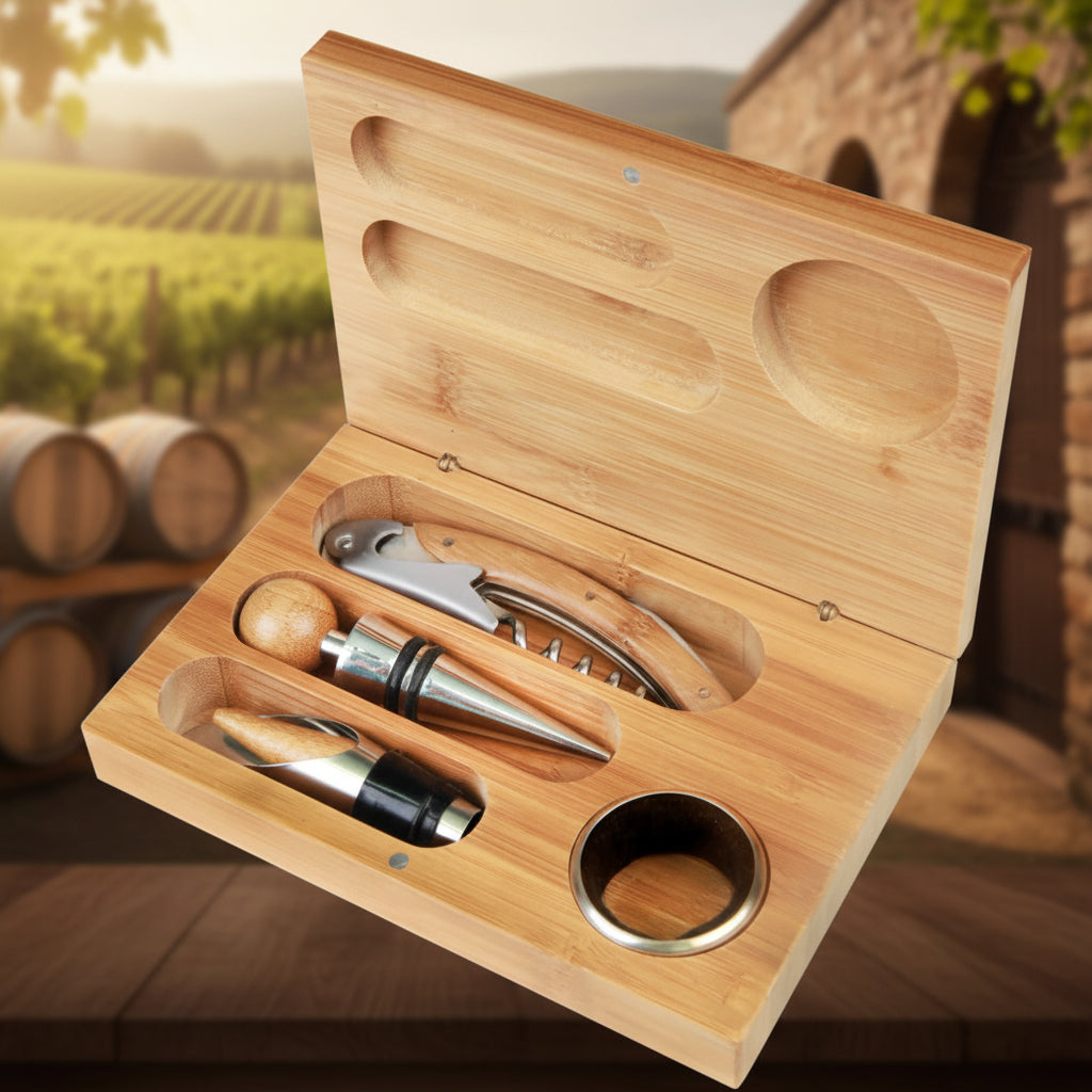 Bamboo 4-Piece Wine Tool Set