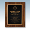 Walnut Finish Plaque with Black/Brass Plate